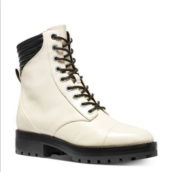 Michael Michael Kors | Bastian Lace Up Boots Cream - Picture 4 of 8